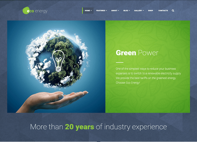 Green power wordpress theme